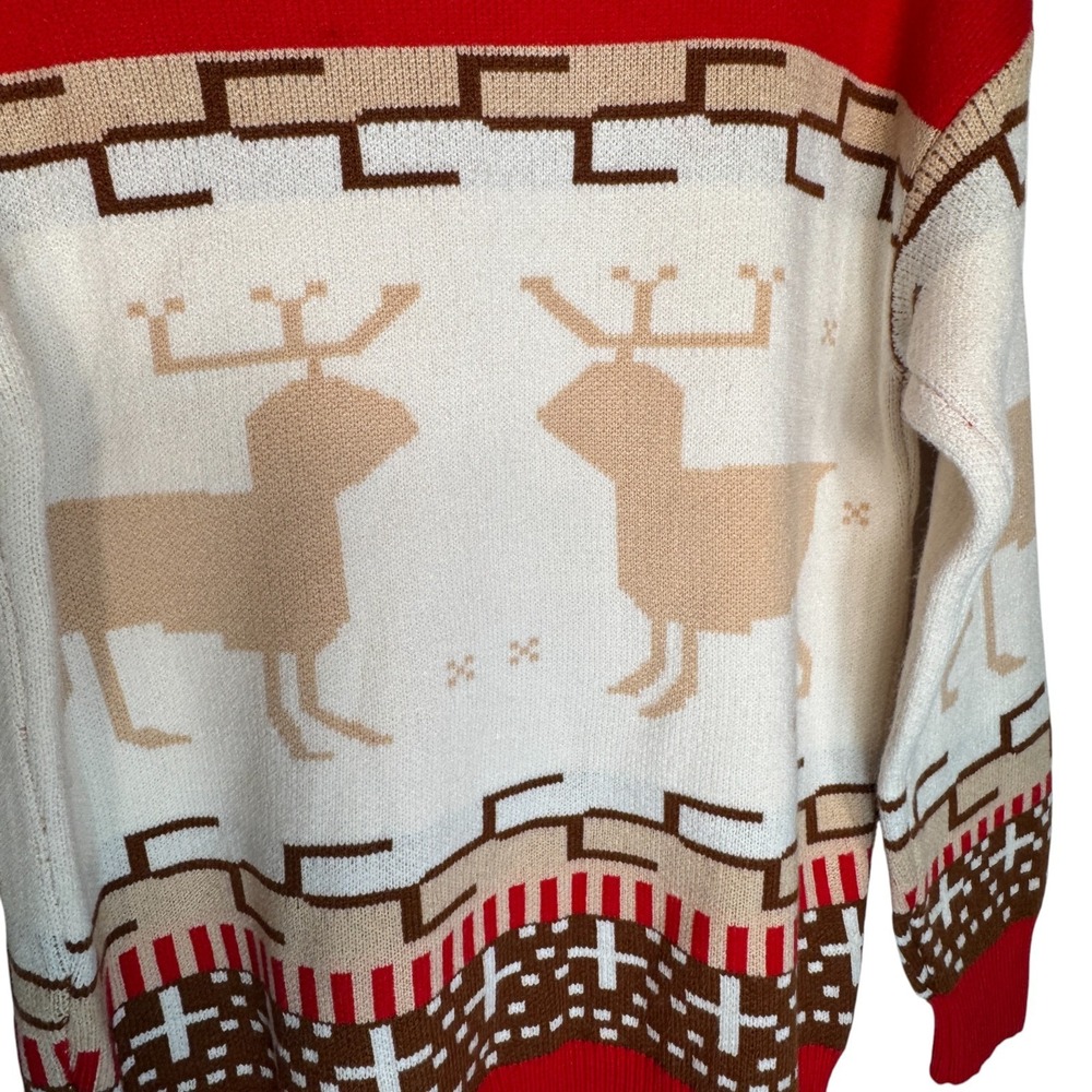 NEW Christmas Holiday Red Turtleneck Sweater Womens Small Elk Snow Lot of 2 FLAW - Picture 6 of 16